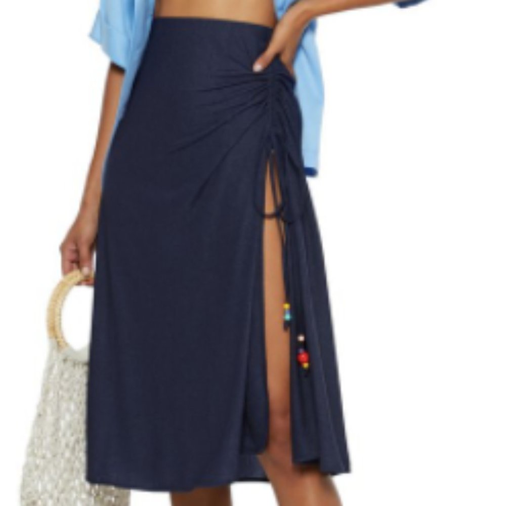 Solid & Striped Drawstring Navy Skirt